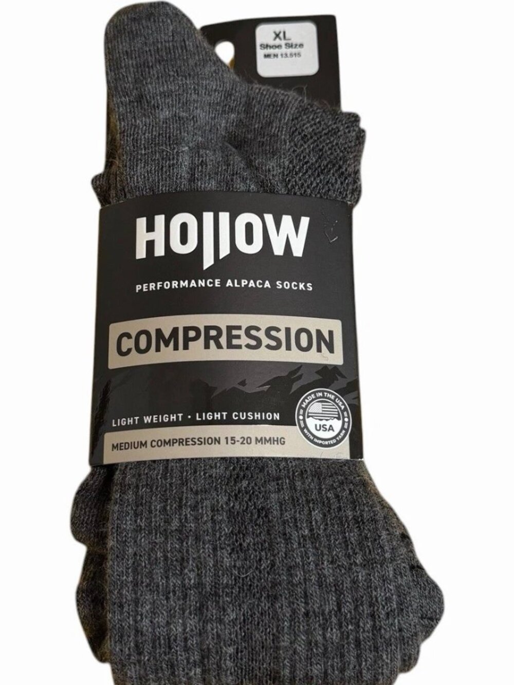 Hollow Alpaca Below the Knee Compression Socks Men's XL Grey NWT